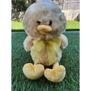 Commonwealth Easter Duck Plush 11” 2010 Very Soft Yellow Bow